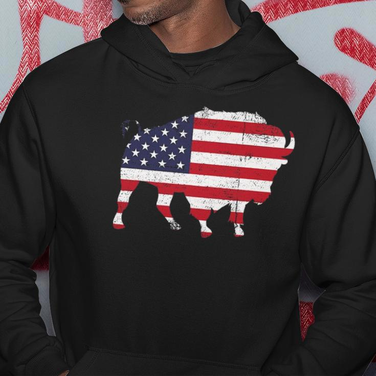 American Bison 4Th Of July Wildlife Animal Us Flag Buffalo Hoodie Unique Gifts
