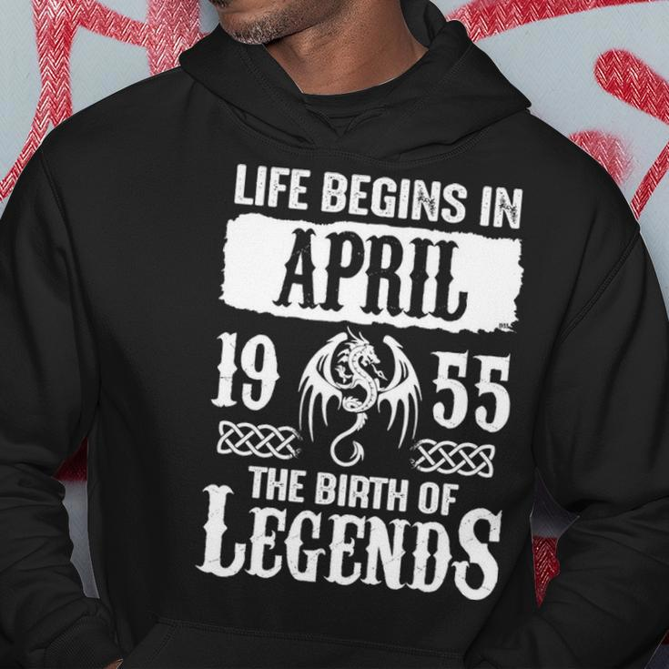 April 1955 Birthday Life Begins In April 1955 Hoodie Funny Gifts