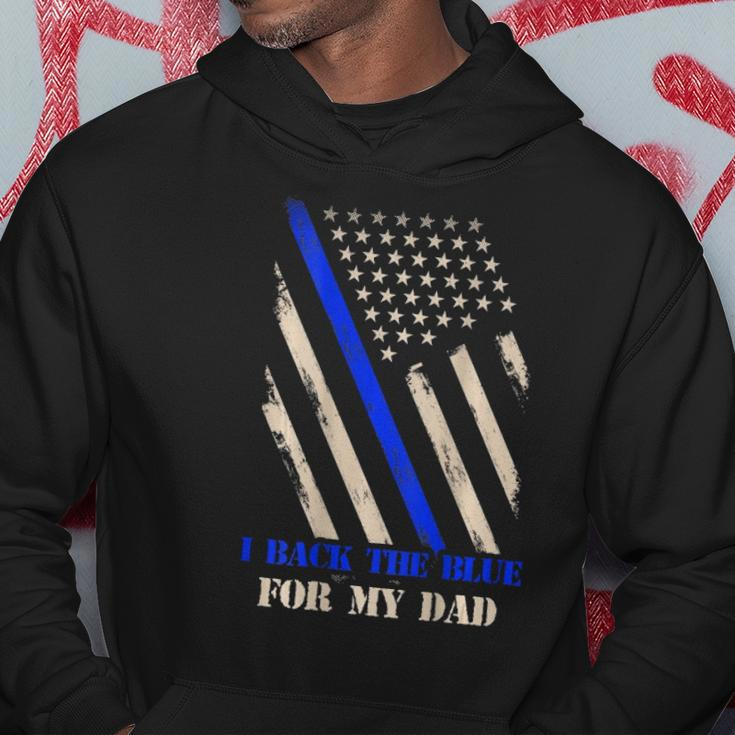 Back The Blue For My Dad Proud Polices Kids - Art On Back Hoodie Unique Gifts