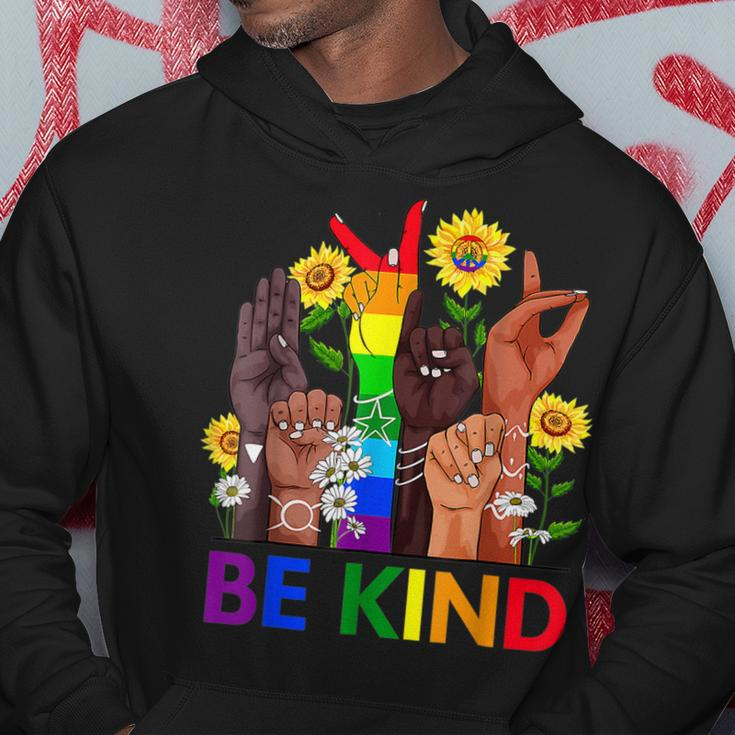 Be Kind Sign Language Hand Talking Lgbtq Flag Gay Pride Hoodie Unique Gifts