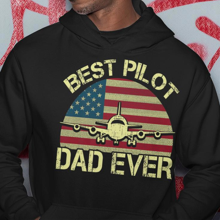 Best Pilot Dad Ever Fathers Day American Flag 4Th Of July Hoodie Funny Gifts