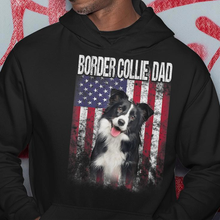 Border Collie Dad With Proud American Flag Dog Lover Hoodie Personalized Gifts