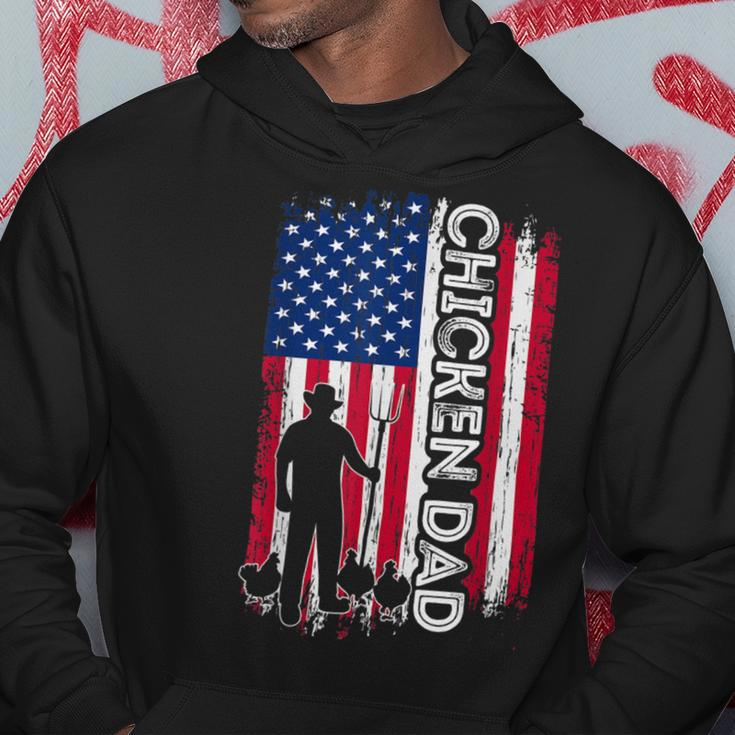Chicken Chicken Chicken Dad American Flag Poultry Farmer Dad Fathers Day Hoodie Unique Gifts