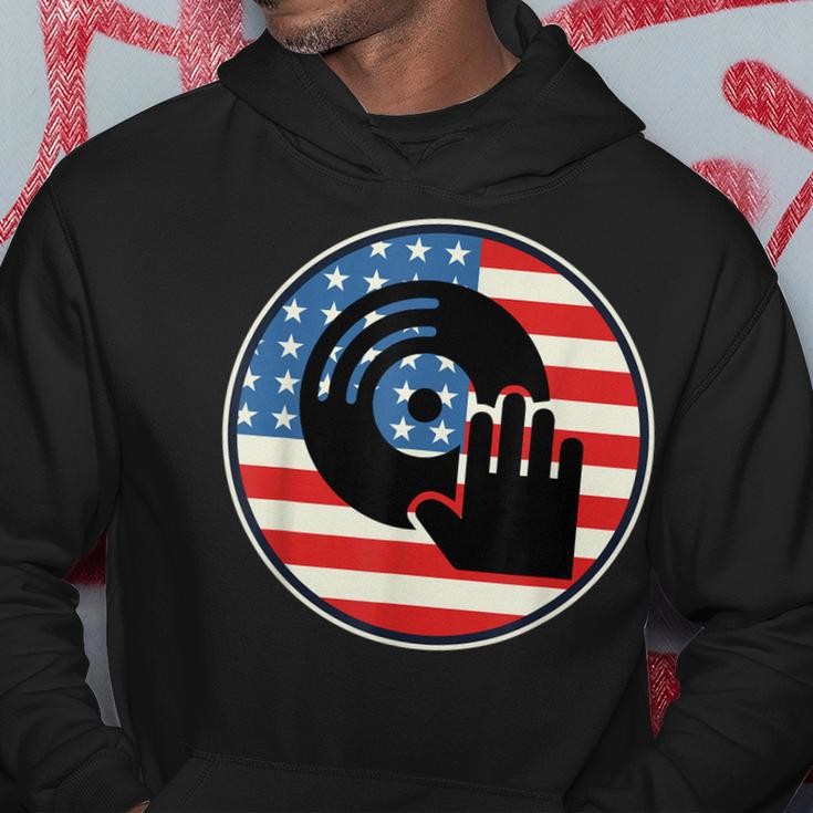 Dj Player Dad Disc Jockey Us Flag 4Th Of July Mens Gift V2 Hoodie Funny Gifts