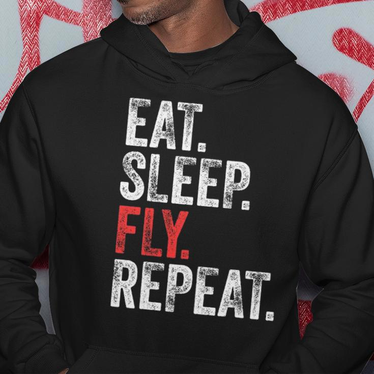Eat Sleep Fly Repeat Aviation Pilot Funny Vintage Distressed Hoodie Unique Gifts