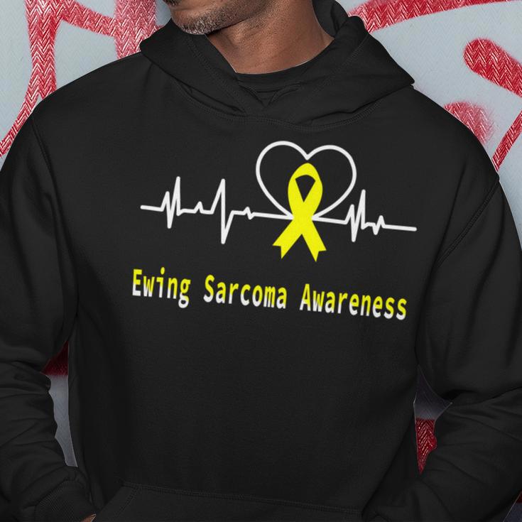 Ewings Sarcoma Awareness Heartbeat Yellow Ribbon Ewings Sarcoma Ewings Sarcoma Awareness Hoodie Funny Gifts