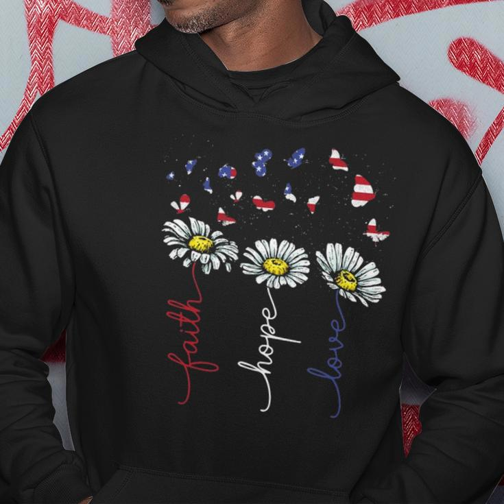 Faith Hope Love 4Th July Daisy Flowers Butterflies Us Flag Hoodie Unique Gifts
