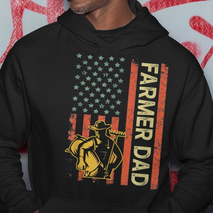 Farmer Dad American Flag Fathers Day 4Th Of July Patriotic Hoodie Funny Gifts