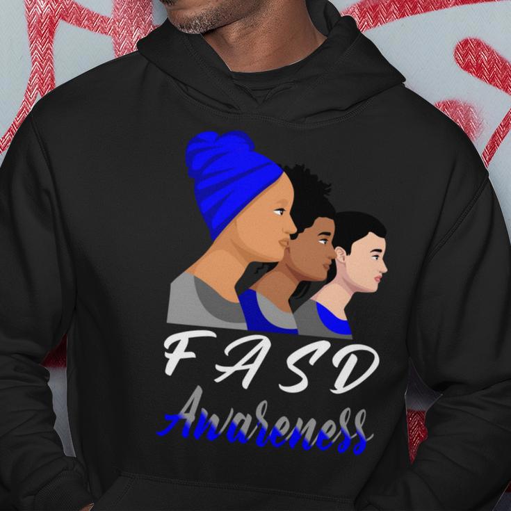 Fasd Awareness Blue And Grey Women Fetal Alcohol Spectrum Disorder Fetal Alcohol Spectrum Disorder Awareness Hoodie Funny Gifts