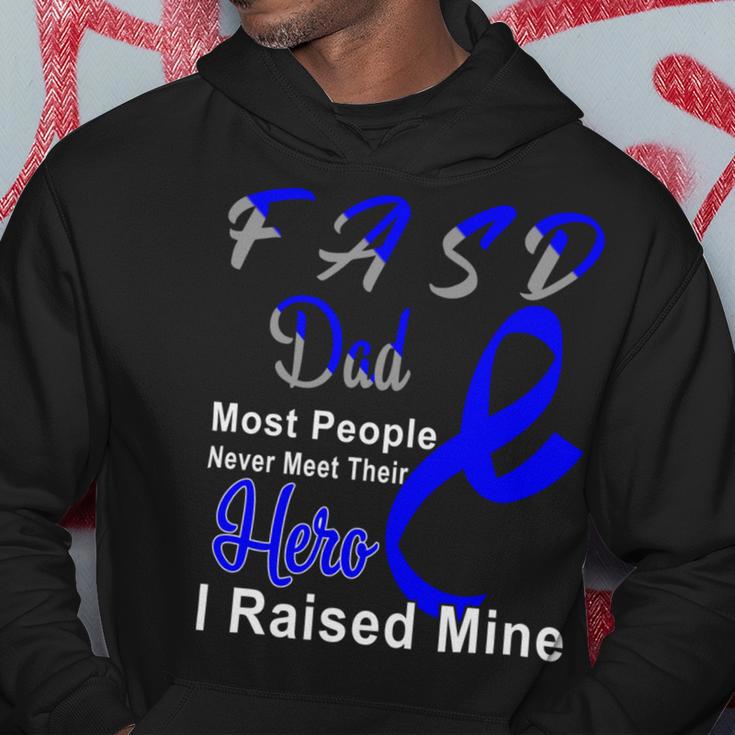 Fasd Dad Most People Never Meet Their Hero I Raised Mine Blue And Grey Ribbon Fetal Alcohol Spectrum Disorder Fetal Alcohol Spectrum Disorder Awareness Hoodie Funny Gifts