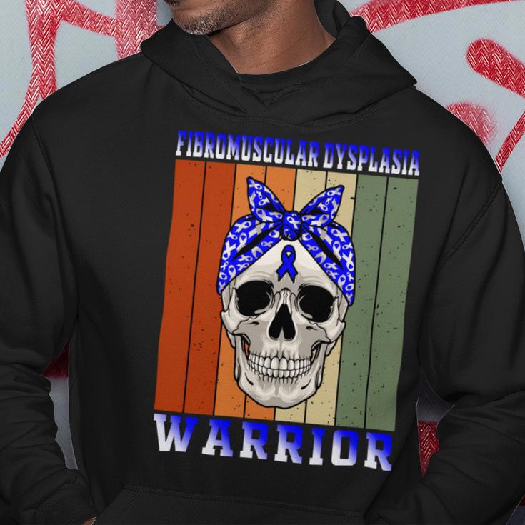 Fibromuscular Dysplasia Warrior Skull Women Vintage Blue Ribbon Fmd Fibromuscular Dysplasia Awareness Hoodie Unique Gifts