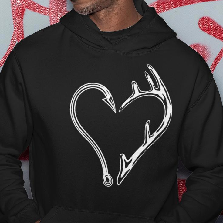Fishing Hook And Deer Antlers Funny Fishing Lover Hunting Hoodie Unique Gifts