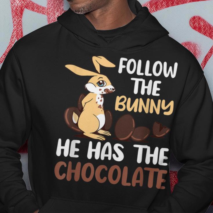 Follow The Bunny He Has Chocolate Hoodie Funny Gifts