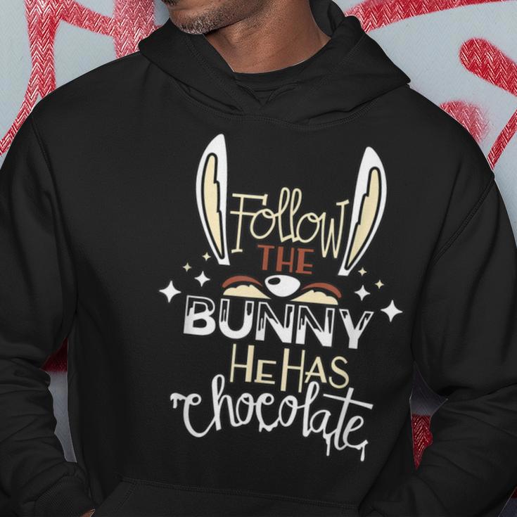 Follow The Bunny He Has Chocolate Hoodie Funny Gifts