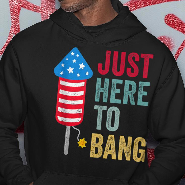 Fourth Of July 4Th Of July Funny Im Just Here To Bang Hoodie Funny Gifts
