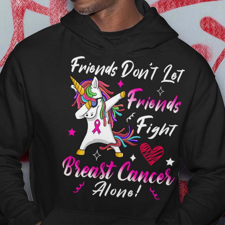 Friends Dont Let Friends Fight Breast Cancer Alone Pink Ribbon Unicorn Breast Cancer Support Breast Cancer Awareness Hoodie Funny Gifts