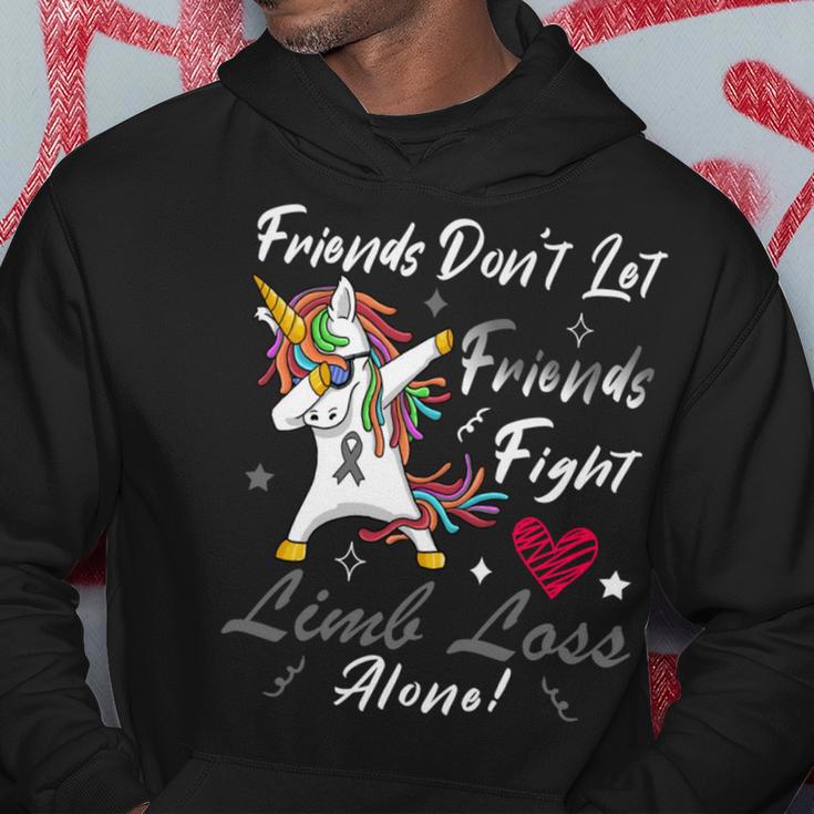 Friends Dont Let Friends Fight Limb Loss Alone Unicorn Grey Ribbon Limb Loss Limb Loss Awareness Hoodie Funny Gifts