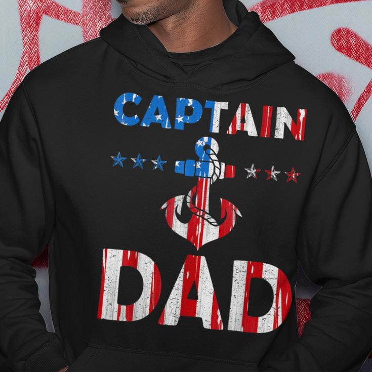 Funny Captain Dad Boat Owner American Flag 4Th Of July Hoodie Funny Gifts