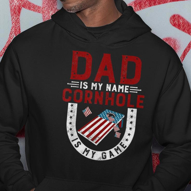 Funny Cornhole Player Dad Is My Name Cornhole Is My Game Hoodie Unique Gifts