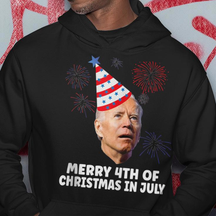 Funny Joe Biden Merry 4Th Of Christmas In July Usa Flag Hoodie Funny Gifts