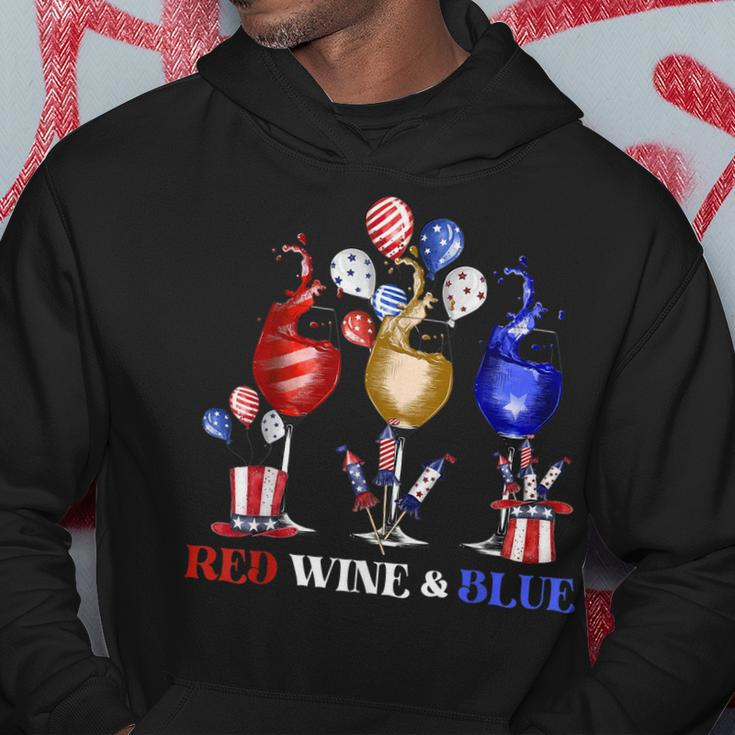 Funny Wine Glasses 4Th Of July Red White And Blue Firework Hoodie Funny Gifts