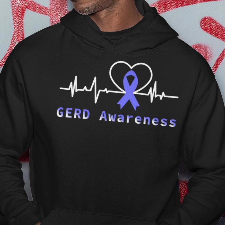 Gerd Awareness Heartbeat Periwinkle Blue Ribbon Gastroesophageal Reflux Disease Gerd Awareness Hoodie Funny Gifts