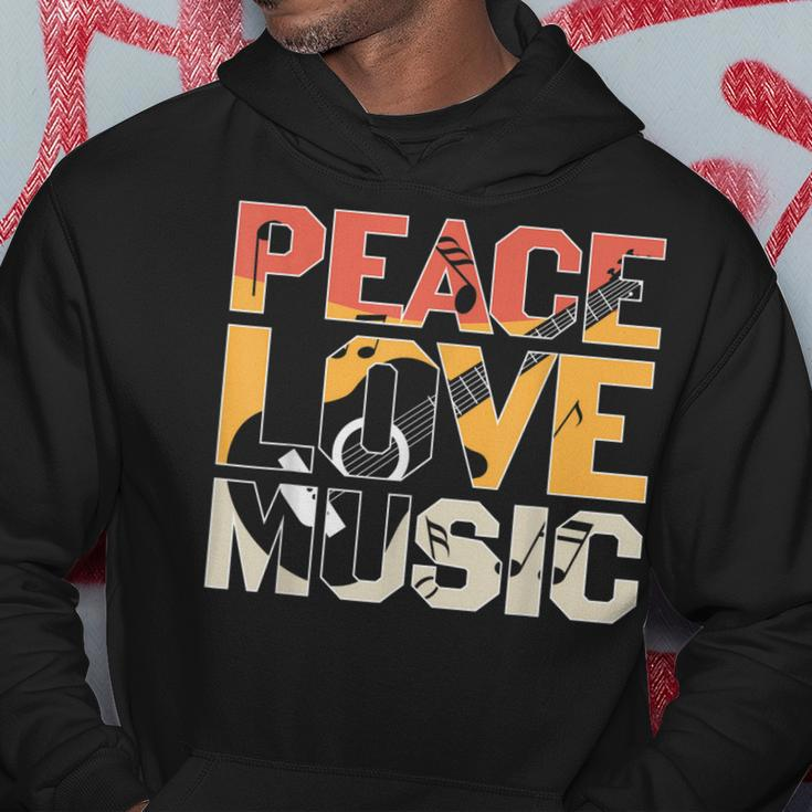 Guitar Retro Peace Love Music Band Gift Guitarist Hoodie Funny Gifts