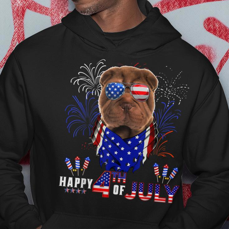 Happy 4Th Of July American Flag Shar Pei Sunglasses Hoodie Funny Gifts