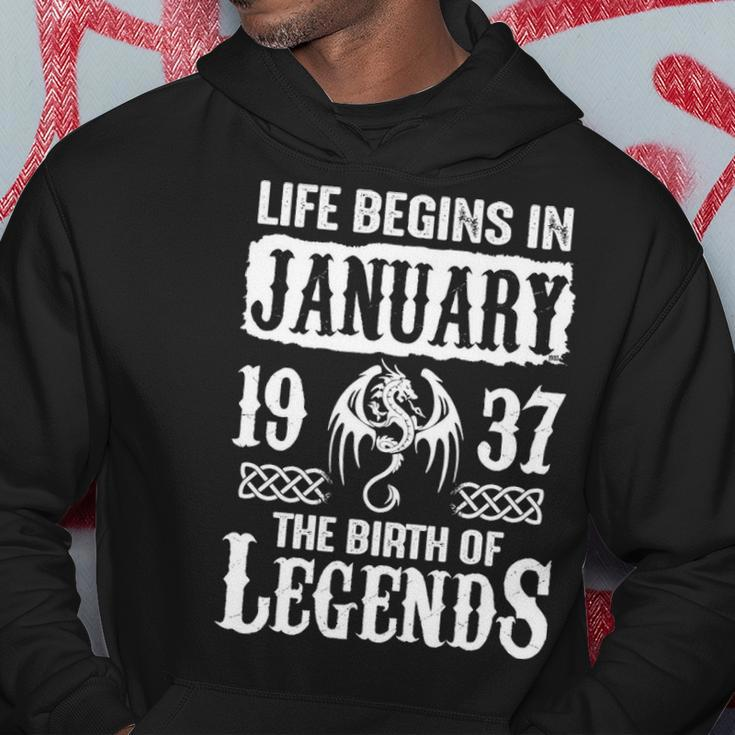 January 1937 Birthday Life Begins In January 1937 Hoodie Funny Gifts