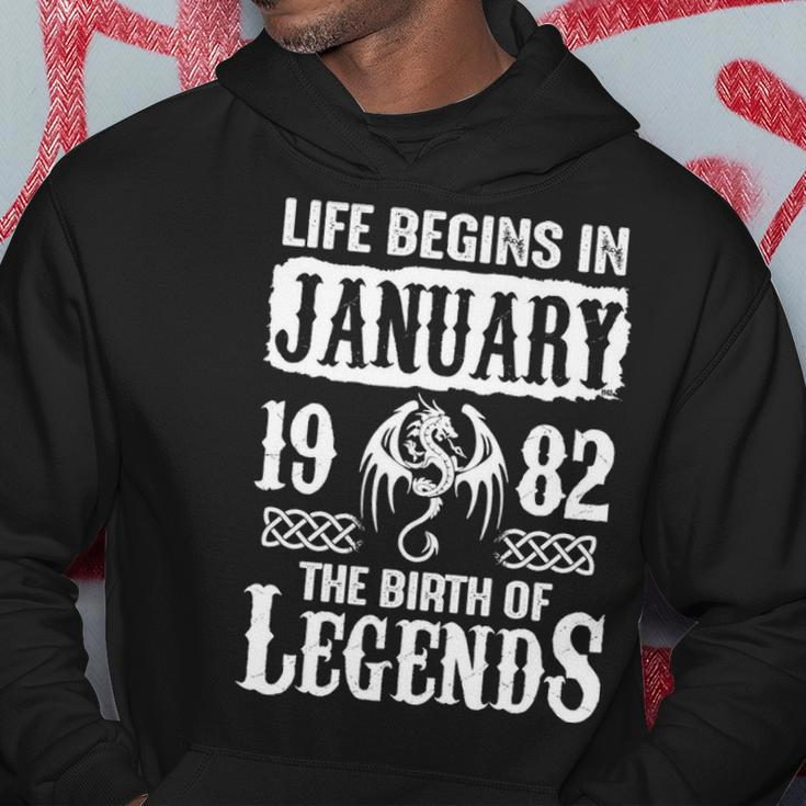 January 1982 Birthday Life Begins In January 1982 Hoodie Funny Gifts