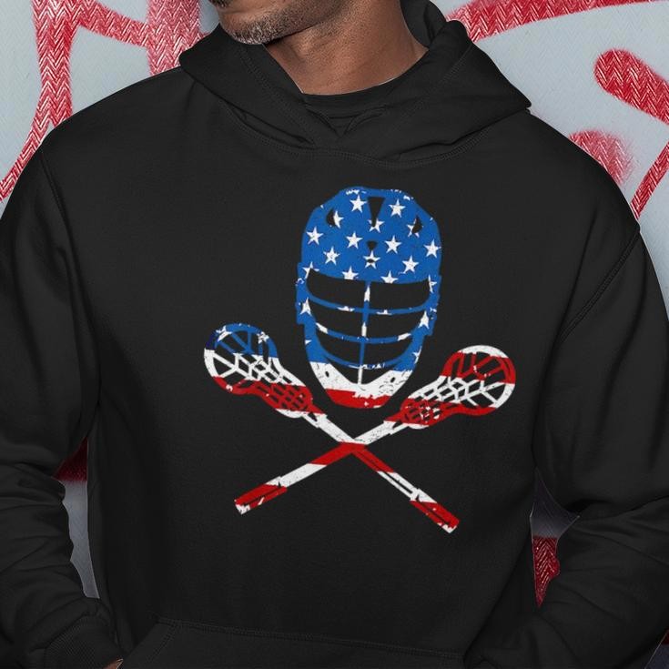Lacrosse American Flag Lax Helmet Sticks 4Th Of July Gifts Hoodie Unique Gifts