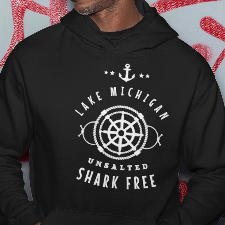 Lake Michigan Unsalted Shark Free Great Lakes Fishing Boat Hoodie Unique Gifts