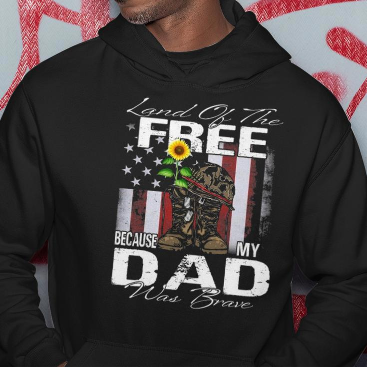 Land Of The Free Because My Dad Is Brave Veteran Hoodie Unique Gifts