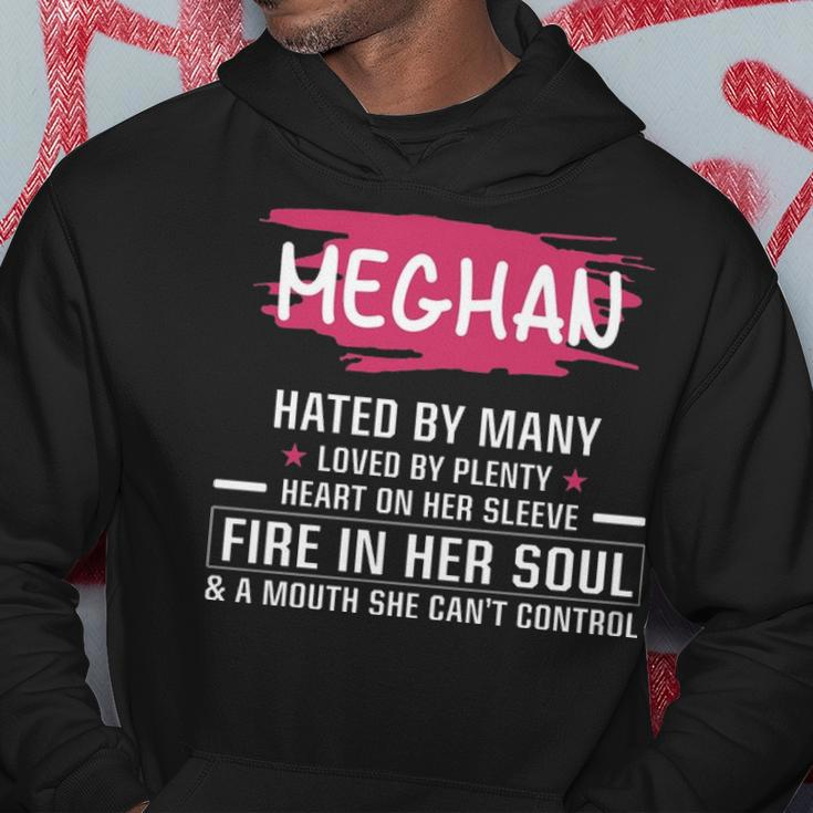 Meghan Name Gift Meghan Hated By Many Loved By Plenty Heart On Her Sleeve Hoodie Funny Gifts
