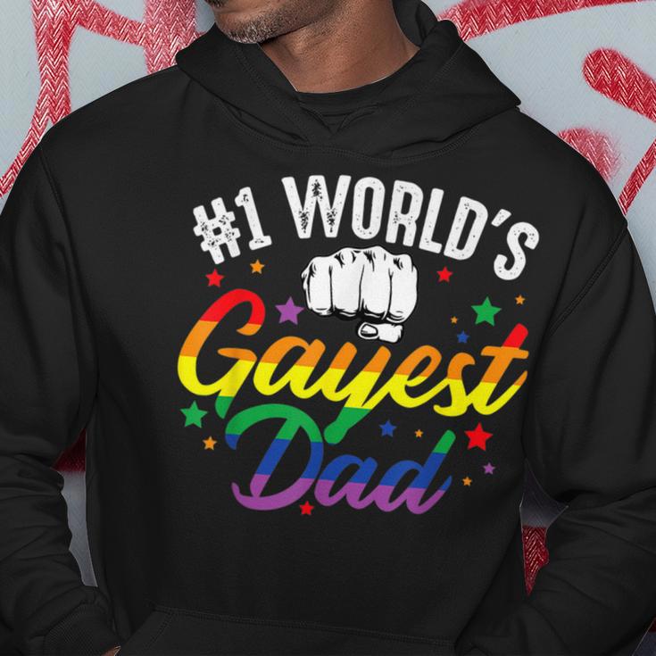 Mens 1 Worlds Gayest Dad Funny Fathers Day Lgbt Pride Rainbow 14 Shirt Hoodie Funny Gifts