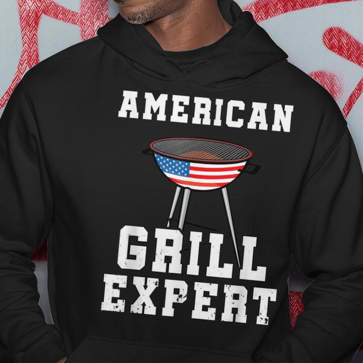 Mens American Grill Expert Dad Fathers Day Bbq 4Th Of July Hoodie Funny Gifts