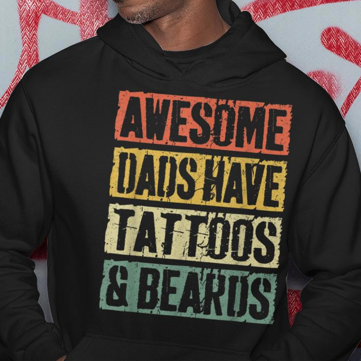 Mens Awesome Dads Have Tattoos And Beards Fathers Day V3 Hoodie Funny Gifts