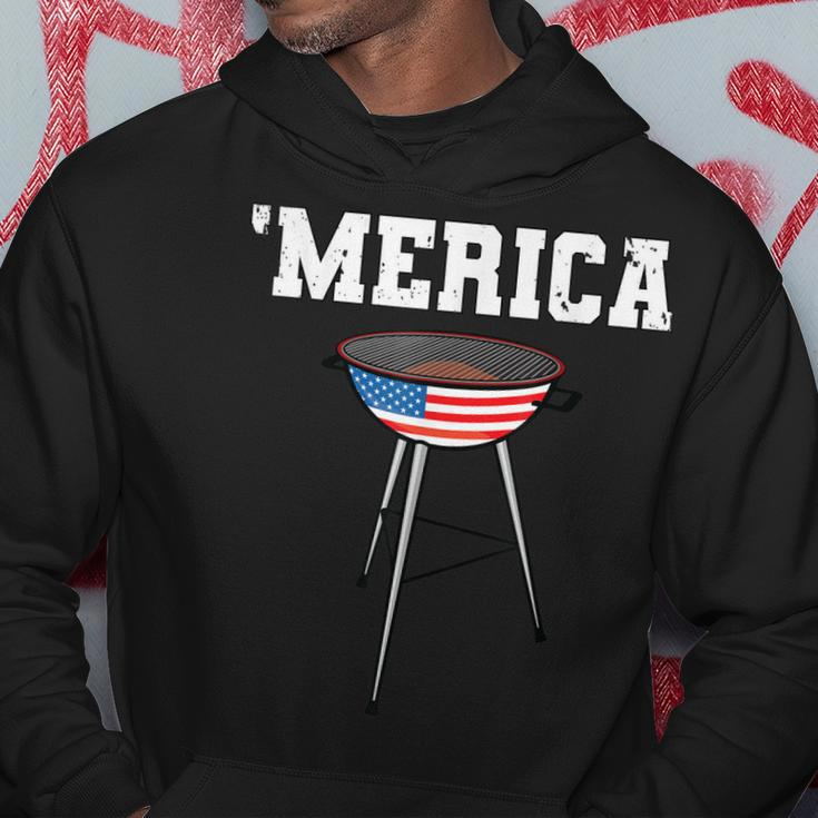 Mens Grill Merica Barbecue Bbq American Grandpa Dad 4Th Of July Hoodie Funny Gifts