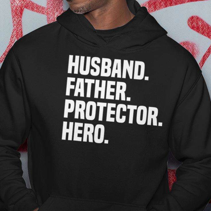 Mens Husband Father Protector Hero Funny Fathers Day Hoodie Unique Gifts