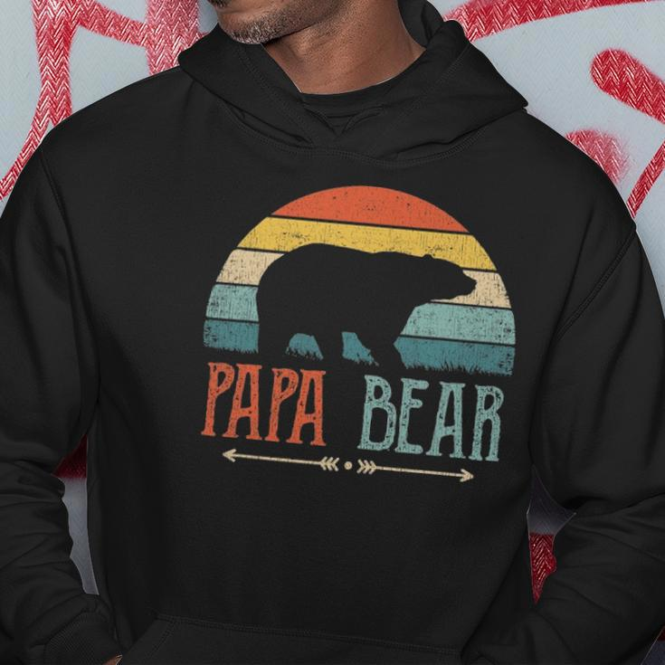 Mens Papa Bear Vintage Daddy Fathers Day Retro Dad Hoodie Unique Gifts