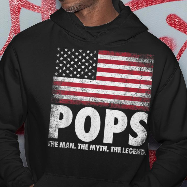 Mens Pops The Man Myth Legend Fathers Day 4Th Of July Grandpa Hoodie Funny Gifts