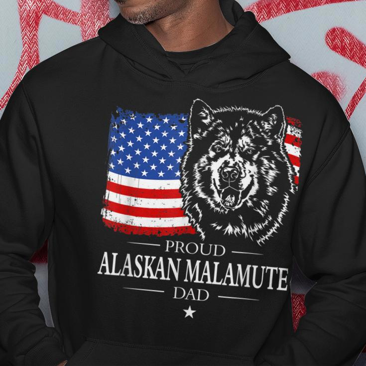 Mens Proud Alaskan Malamute Dad American Flag Patriotic Dog Gift Hoodie Personalized Gifts