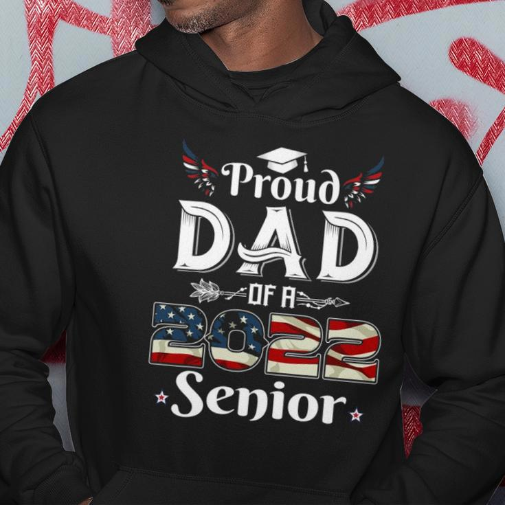 Mens Proud Dad Of A 2022 Senior School Graduation American Flag Hoodie Personalized Gifts