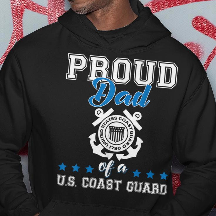 Mens Proud Dad Of A Coast Guard Military Family Us 4Th Of July Hoodie Funny Gifts