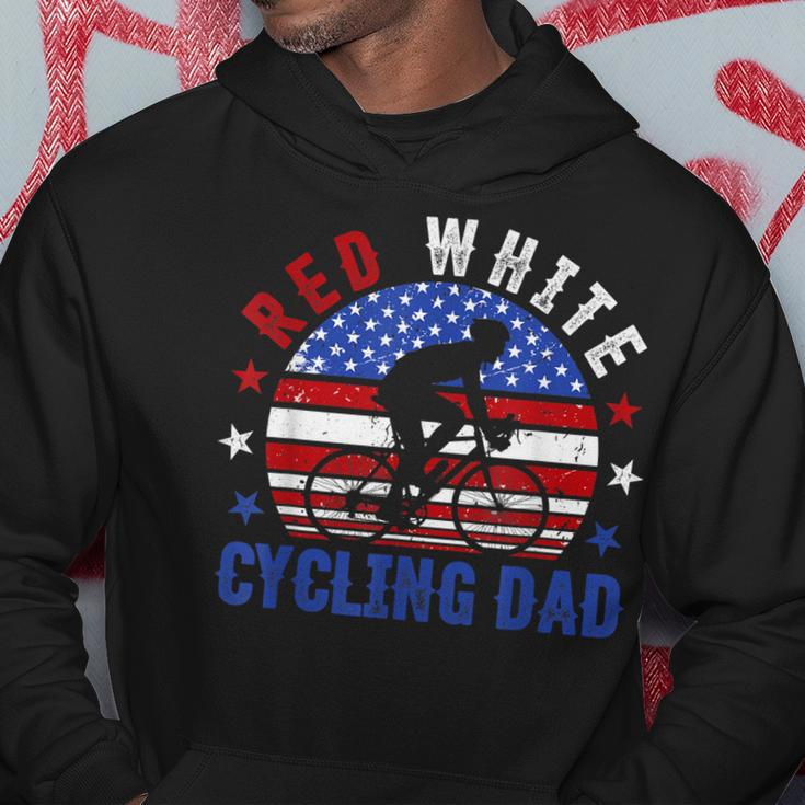 Mens Red White Cycling Dad 4Th Of July American Flag Gift Hoodie Funny Gifts