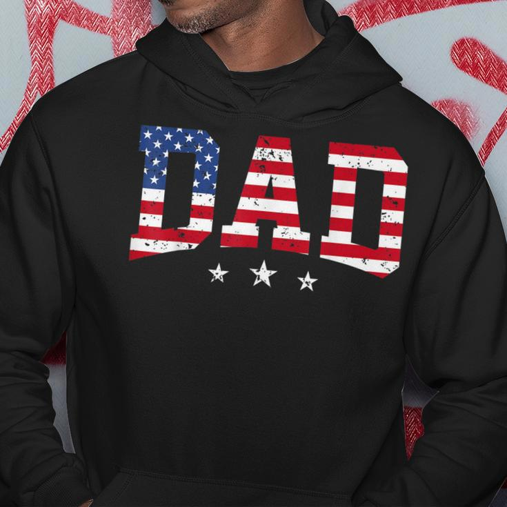 Mens Vintage Dad Fathers Day American Flag Usa Dad 4Th Of July Hoodie Unique Gifts