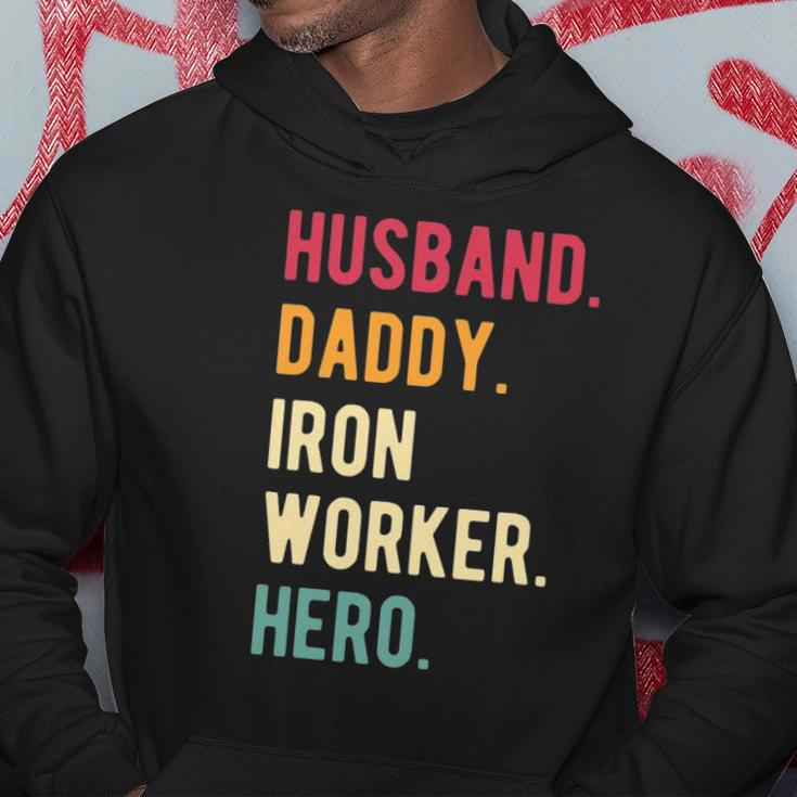 Mens Vintage Husband Daddy Iron Worker Hero Fathers Day Gift Hoodie Unique Gifts