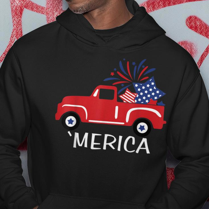 Merica Truck 4Th Of July Boys Girls Men Women Usa Flag Hoodie Funny Gifts
