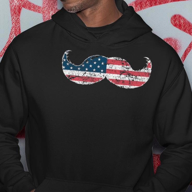 Mustache Silhouette American Flag Funny Usa July 4Th Hoodie Unique Gifts