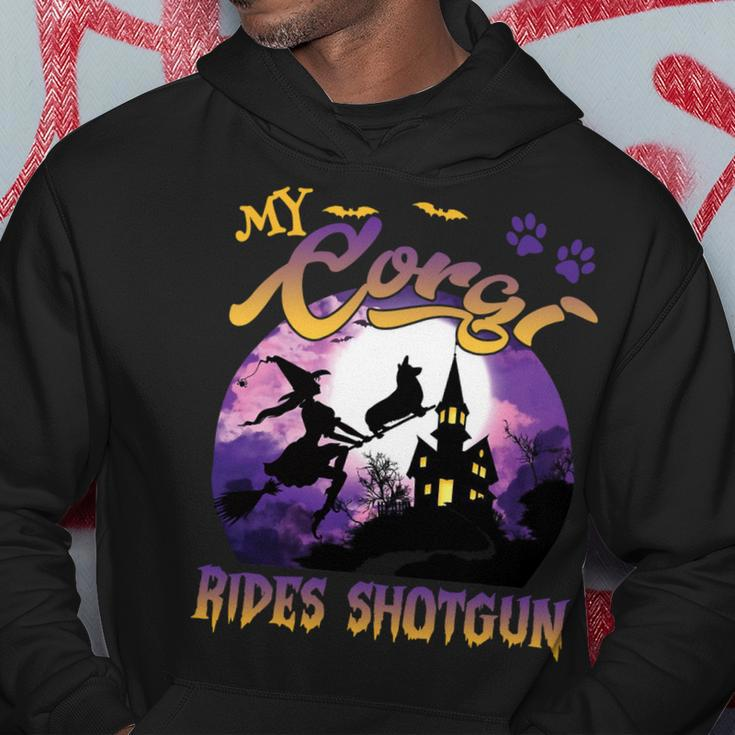My Corgi Rides Shotgun Cool Halloween Protector Witch Dog V4 Hoodie Unique Gifts